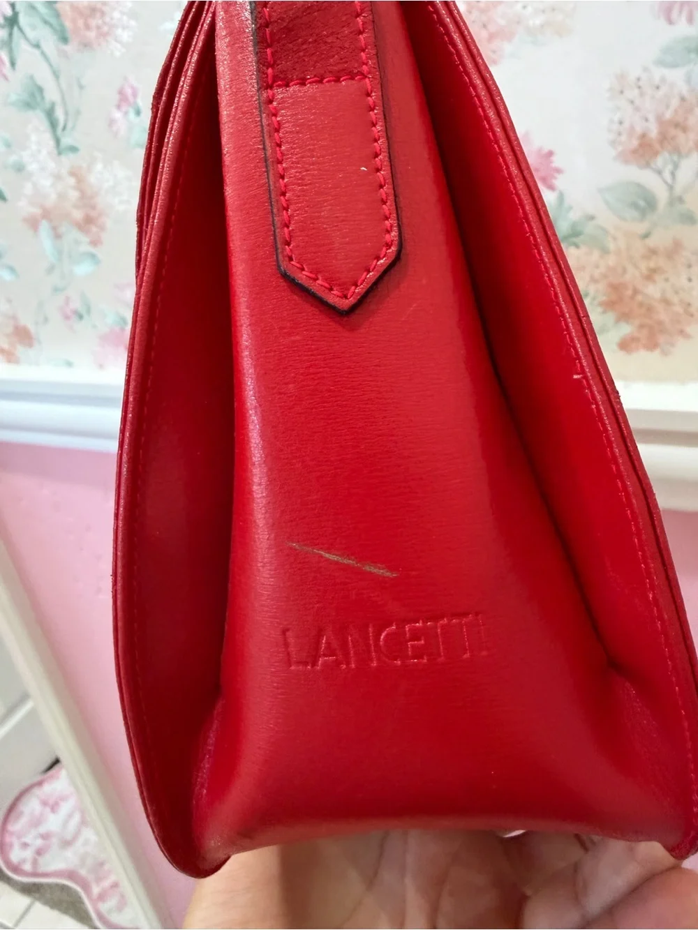 American Vintage Red Leather Crossbody with Gold Hardware